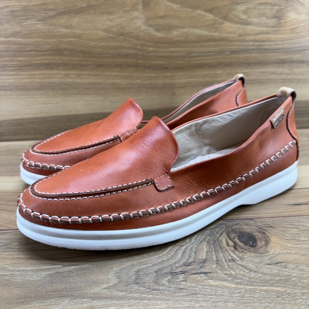 Pikolinos Gandia Moc Toe Loafers Womens 9.5 10 EU 40 Cognac Soft leather Walk - Picture 2 of 11